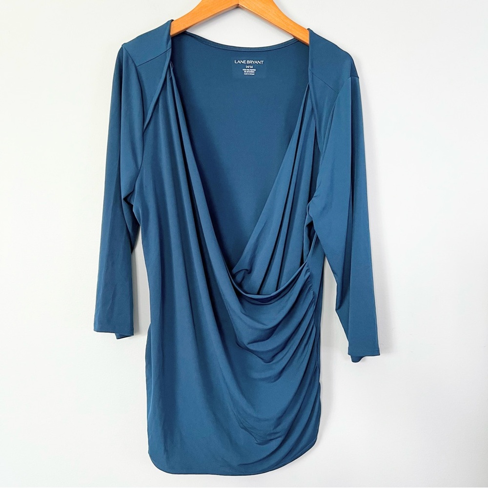 Lane Bryant Draped Front 3/4 Sleeve Blouse Size 14/16 XL